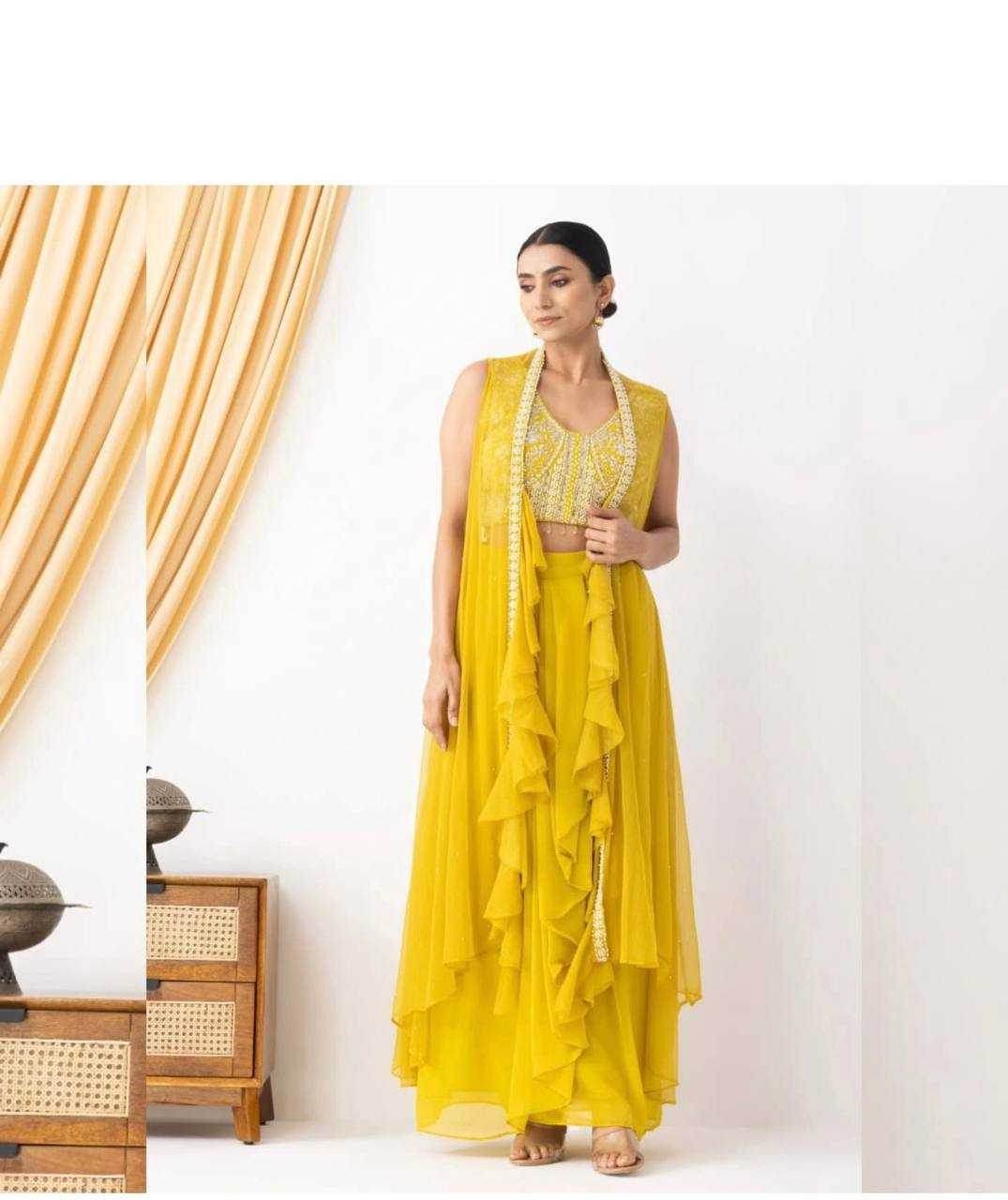 Georgette Indo-Western Bell Sleeve Kurti - MYLUXURY LANE ENTERPRISE